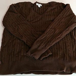 St. John's Bay XL Brown V-Neck Cable knit